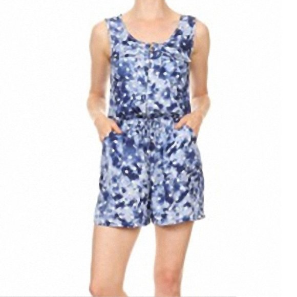 Star Print Tie Dye Romper Blue - Picture 11 of 13
